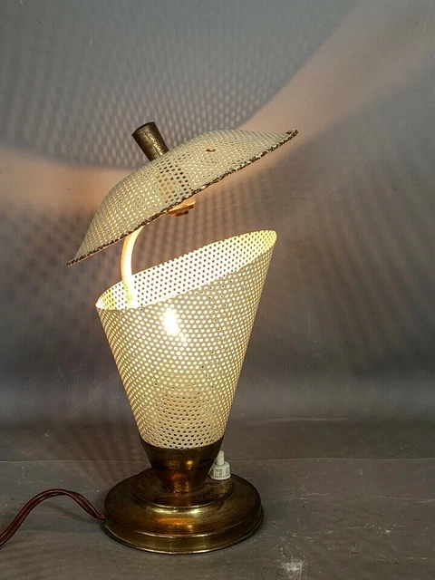 Lámpara de Mesa Metal Calado Reflector Orientable 50s Estilo Matégot