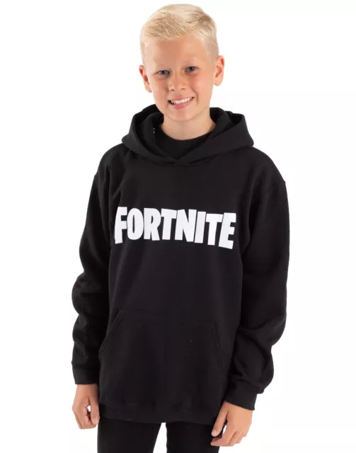 FORTNITE BLACK LOGO Print Hoodie Boys 19.95 PicClick UK