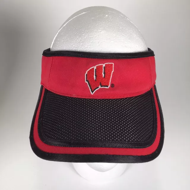 Rare Wisconsin Badgers Visor Cap Hat Strap Back Team Starter Red White Black