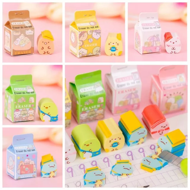 Anime Eraser Milk Box Cartoon Shape Mini Cutable Eraser  Bonus Points Gift