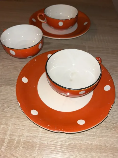 Tasses à thé Modèle Confetti anciennes Digoin Sarreguemines céramique