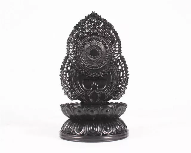 Solid Wood Round Display stand Lotus base for Guanyin Buddha statue 3.1 inch