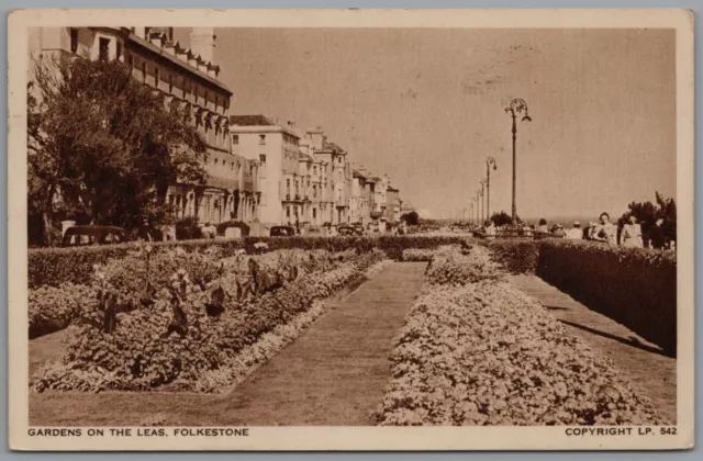 Postcard Leas Gardens Folkestone Kent Posted 29th July 1951 Lansdowne