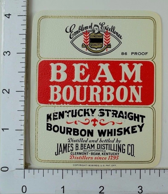 1950's-60's Vintage Beam Bourbon Whiskey Sample Label Bottle Nice!