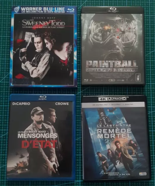 Lot blu ray labyrinthe 3, mensonge d'état, sweeney Todd, Paintball