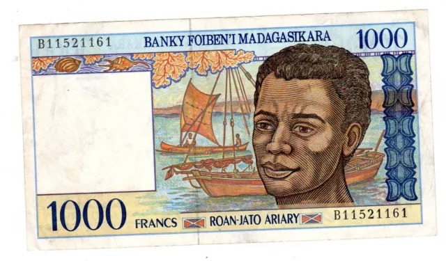 MADAGASCAR Billet 1000 FRANCS ND (1994) P76 BON ETAT