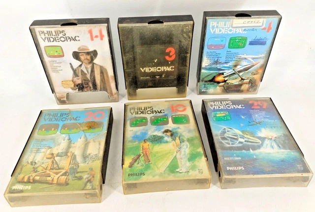Lot De 6 Jeux Pour Console Videopac Philips Annees 70 Vintage N°3/4/10