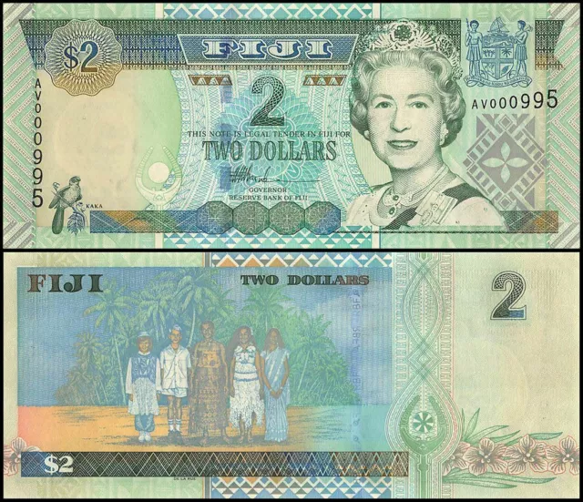 Fiji 2 Dollars, 2002 ND, P-104, UNC