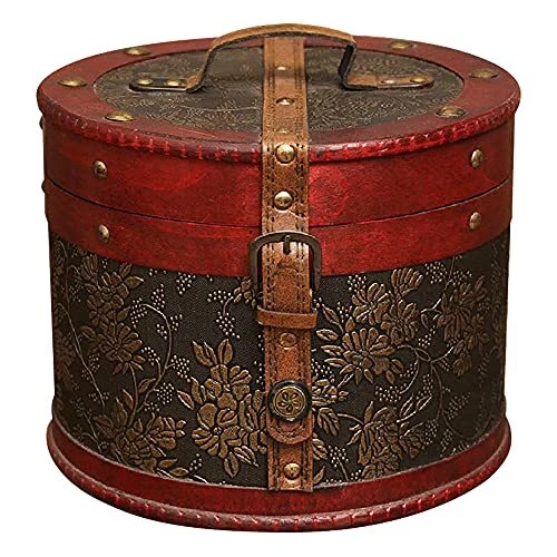 Vintage Jewelry Box - Classic Victorian Style Trinket Box with Lock - Cylindr...