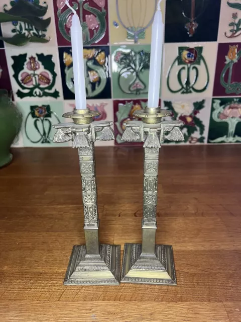 Pair Of Antique/vintage Brass Ornate Candle Sticks