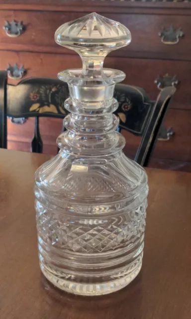 Georgian Style Cut Glass Decanter Liquor Bottle Czechoslovakia