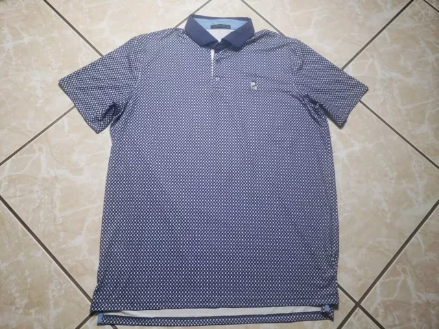 GREYSON Golf Polo Mens XL Blue All Over Print Wolf Logo Performance Stretch