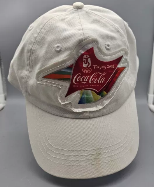 Sample Coca Cola 2008 Bejing Olympics Hat Cap White Adjustable Coke Structured