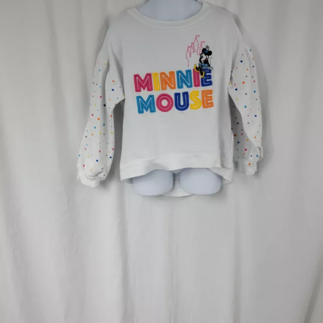 Disneys Minnie Mouse Long Sleeve Pullover Graphic Sweater Multicolor Girls Sz S