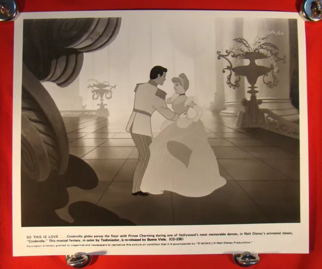 Walt Disneys Cinderella & Prince Charming “So This Is Love” B&W Pubilicity Photo