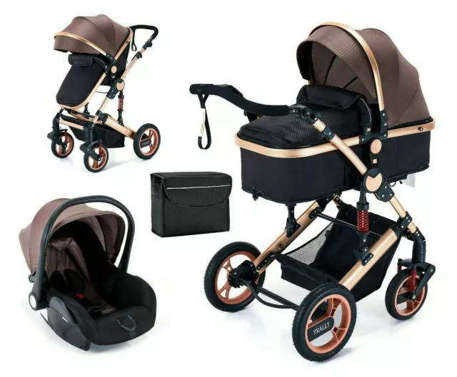Trally® 3in1 Kombi-Kinderwagen Babywanne Buggy Reisebuggy & Auto-Babyschale 1100