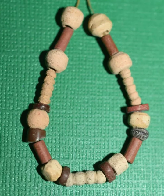 Set Of Ancient Excavated Terracotta Clay, Glass & Stone Beads Mali African Trade