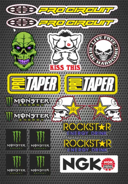 18 X Helmet Dirt Bike Moto X Tool Box Monster X Games Stickers