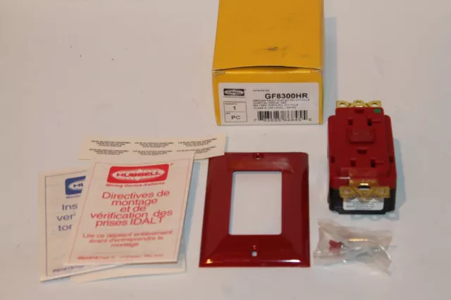 Hubbell Gf8300Hr Red Ground Fault Duplex Receptacle  Brand New