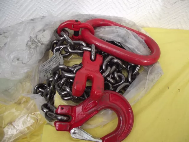 chain sling with grab hooks Kettengehänge mit Haltehaken Hebeschlinge NEU 2T
