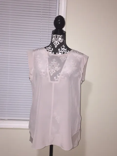 Rebecca Taylor Charlie SILK Cap-Sleeve Blouse | size 10, color - dreamy