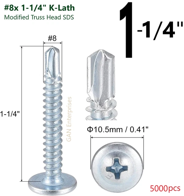 MODIFIED TRUSS HEAD Self Drilling / Tapping Screws 8 x 11/4" KLath