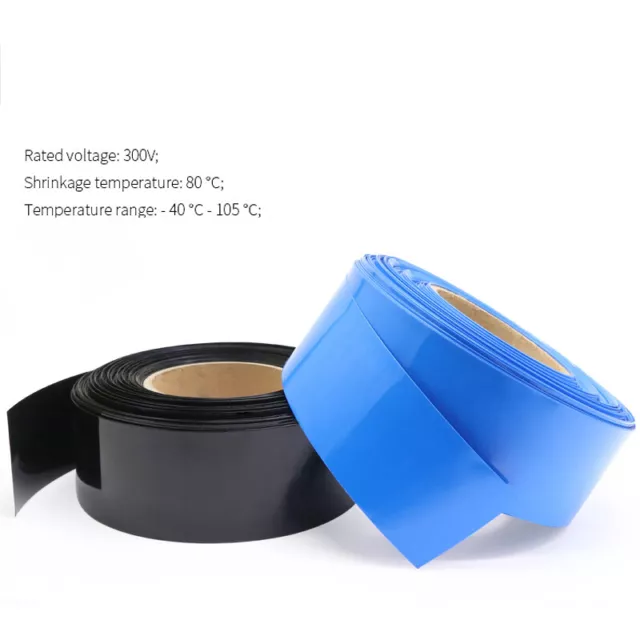 PVC Heat Shrink Tubing Heatshrink Sleeving Battery Wrap Film Clear Black Blue 3