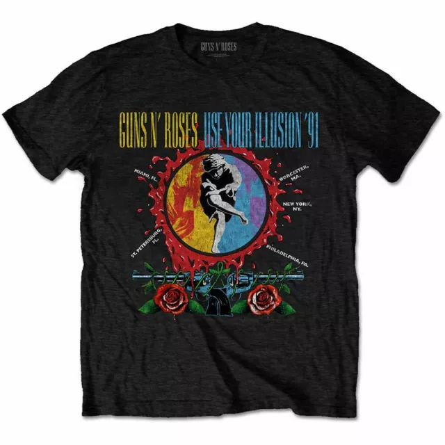 Guns N Roses Use Your Illusion Circle Splat Black T-Shirt NEW OFFICIAL