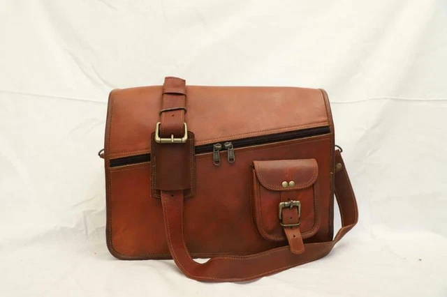 Sacoche Ordinateur 15.6 Pouces En Cuir PU Vintage - Imperméable - Bandoulière Réglable - Compartiments Multiples