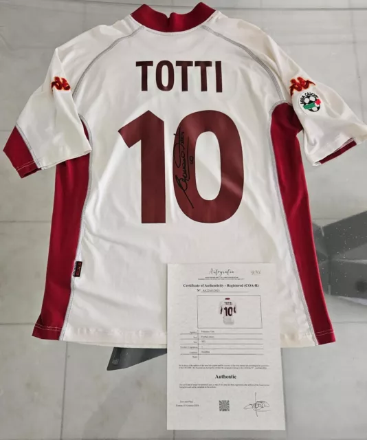 Maglia Calcio 2001 Match Worn Issued Totti Autografata As Roma Kappa Certificata