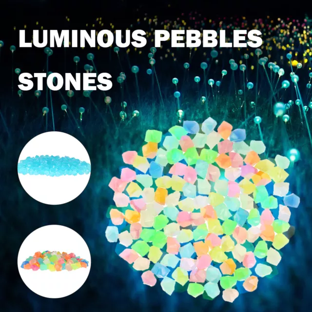 300PCS Pebbles Stone Glow in the Dark Rock Fish Tank Stones Garden Road Decor✿ 2