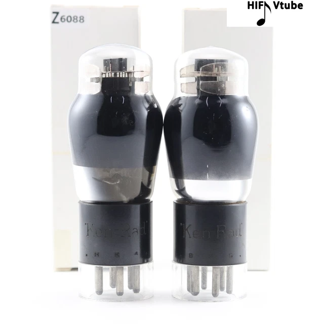 US KEN-RAD 2A5 match pair TUBES Smoked Glass D Getter Engraved Base ST