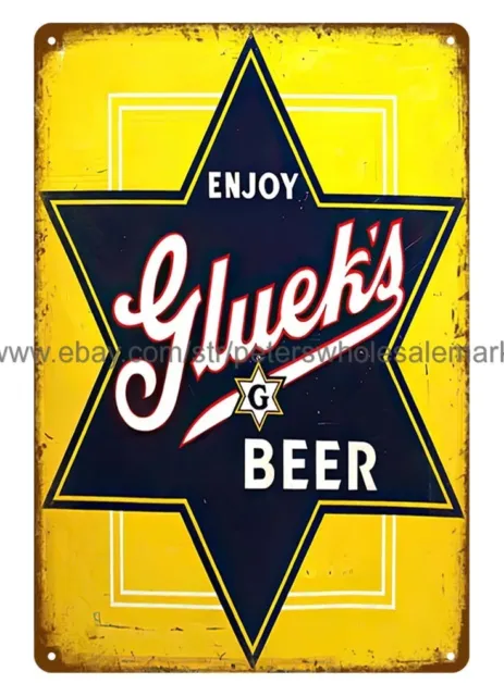 ENJOY GLUEKS BEER MINNEAPOLIS metal tin sign home decor online shop