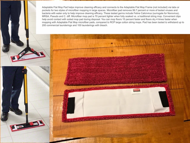 2 RUBBERMAID 2132423 adaptable flat Mop microfiber Pads RED Slip On 2132425 HEAD