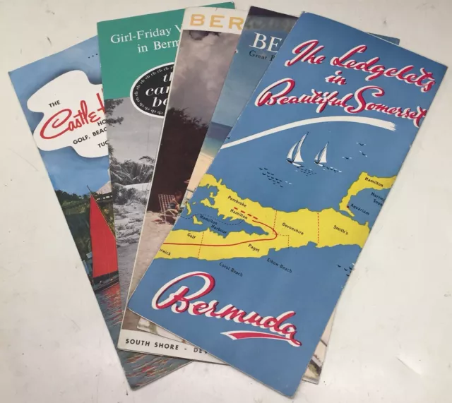 FIVE 1950’s BERMUDA Souvenir Travel Brochures Hotels, Etc.