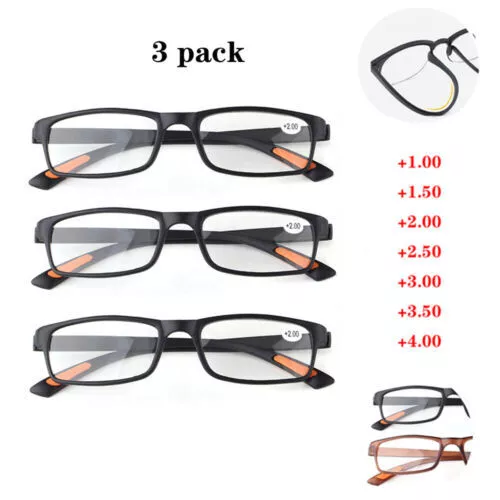 3er Pack Lesebrille Lesehilfe Herren Damen  +1.0 bis +4.0 Dioptrien TR90