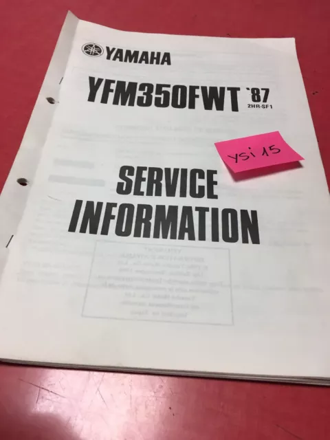 Yamaha YFM350FWT 1987 YFM350 FWT quad service information technique data moto