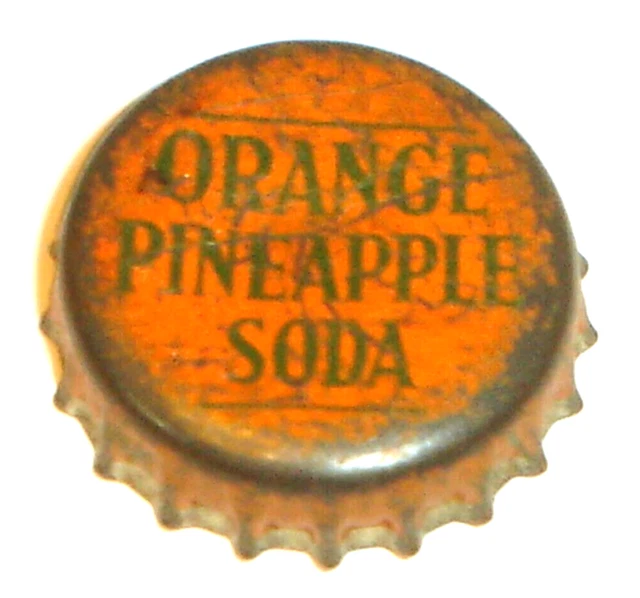 VINTAGE ORANGE PINEAPPLE Soda Cork Lined Pop Bottle Crown Cap 5.99