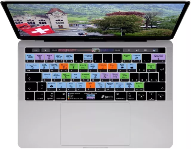 KB Tastatur-Abdeckung Shortcuts Cover Schweiz CH Schutz für mac-OS MacBook Pro