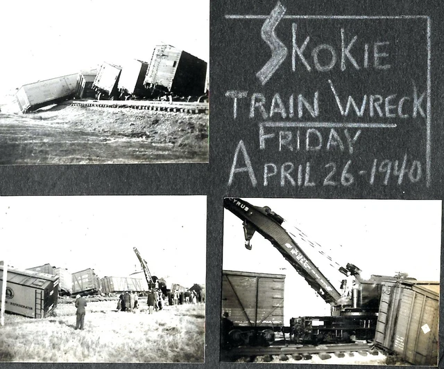 1940 skokie IL train wreck 7 original photos railway; railroad Illinois rail way