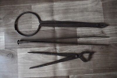 Antique Hand Forged Iron Tonges blacksmith gunsmith tools Multi Functional Tool