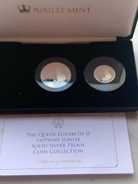 Queen Elizabeth 11 sapphire jubilee solid silver proof coin collection