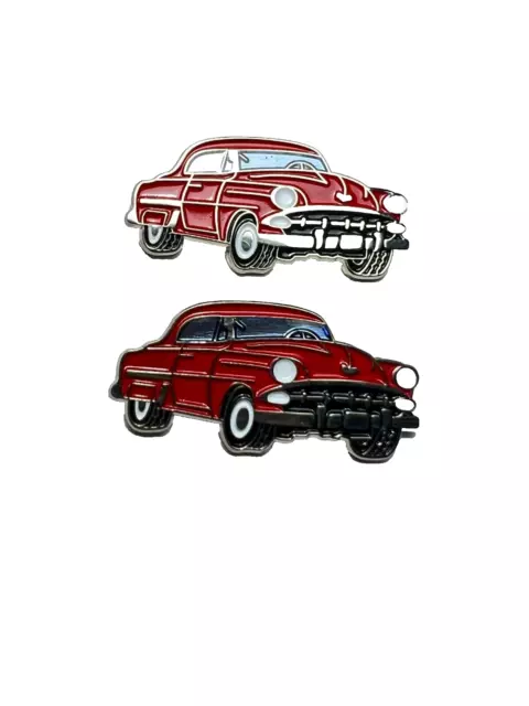 Custom Made Cufflinks Vintage Cars 1953 Chevrolet Chevelle Chevy Coupe Red DIY