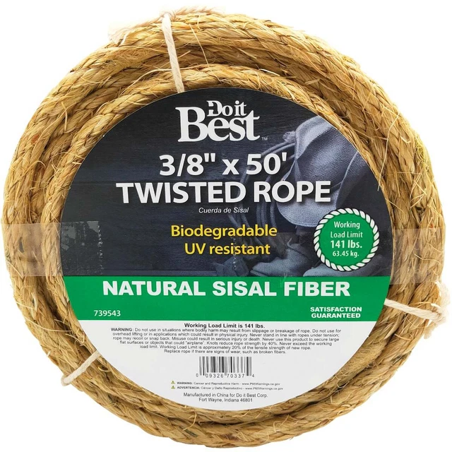 Do it Best 3/8 In. x 50 Ft. Natural Twisted Sisal Fiber Packaged Rope 739543 SIM