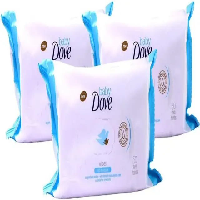 Dove Baby Wipes Rich Moisture, 50 (Pack of 3) 50 Count