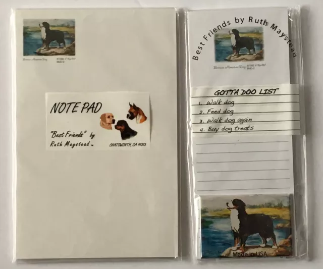 NEW Bernese Mountain Dog 3-Pc Note Pad List Magnet Gift Set Gentle Giant Berners