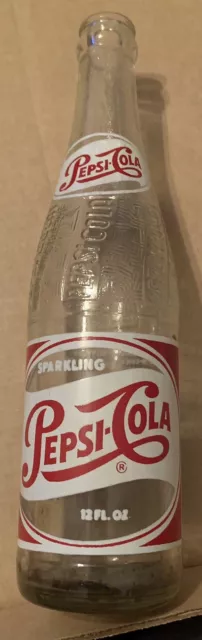 Vintage Pepsi Cola 12 oz Clear Swirl Glass Soda Pop Bottle From Los Angeles CA