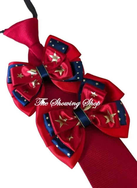 Childs Premium Equestrian Showing Bows And Tie Set - Red /Navy/Gold
