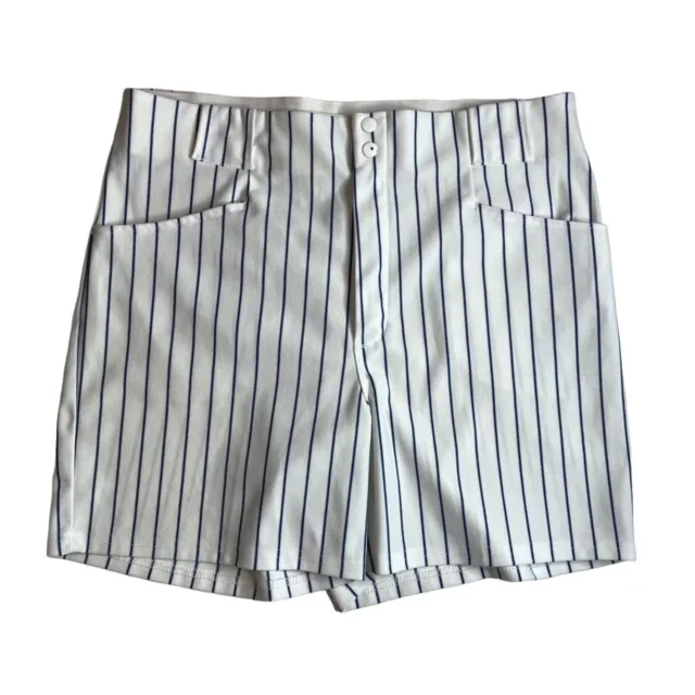Vintage Coach Athletic Shorts Sz XL White Striped USA Retro Softball EXCELLENT