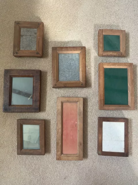 Eight vintage wooden contact frames - various sizes